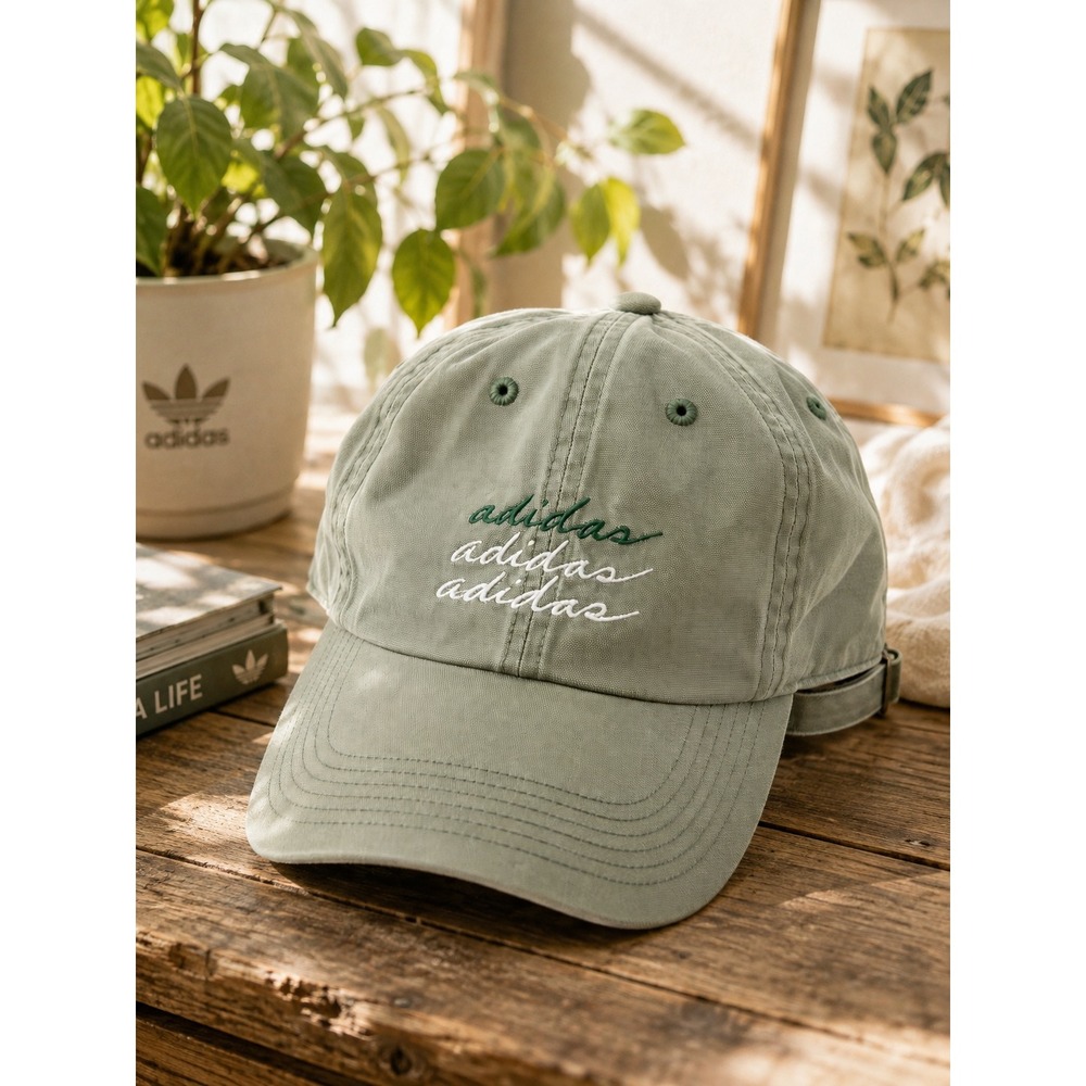 Adidas Aeroready Three Stripe Life Sage Green Embroidered Adjustable Hat Cap